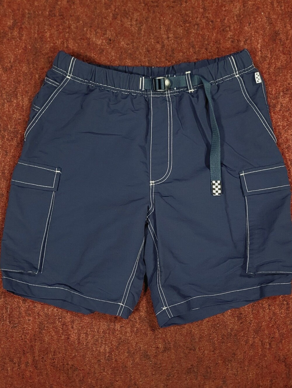 Rare Vans X Zion Wright Collabo Cargo Shorts Sz Large Navy Blue Embroidered